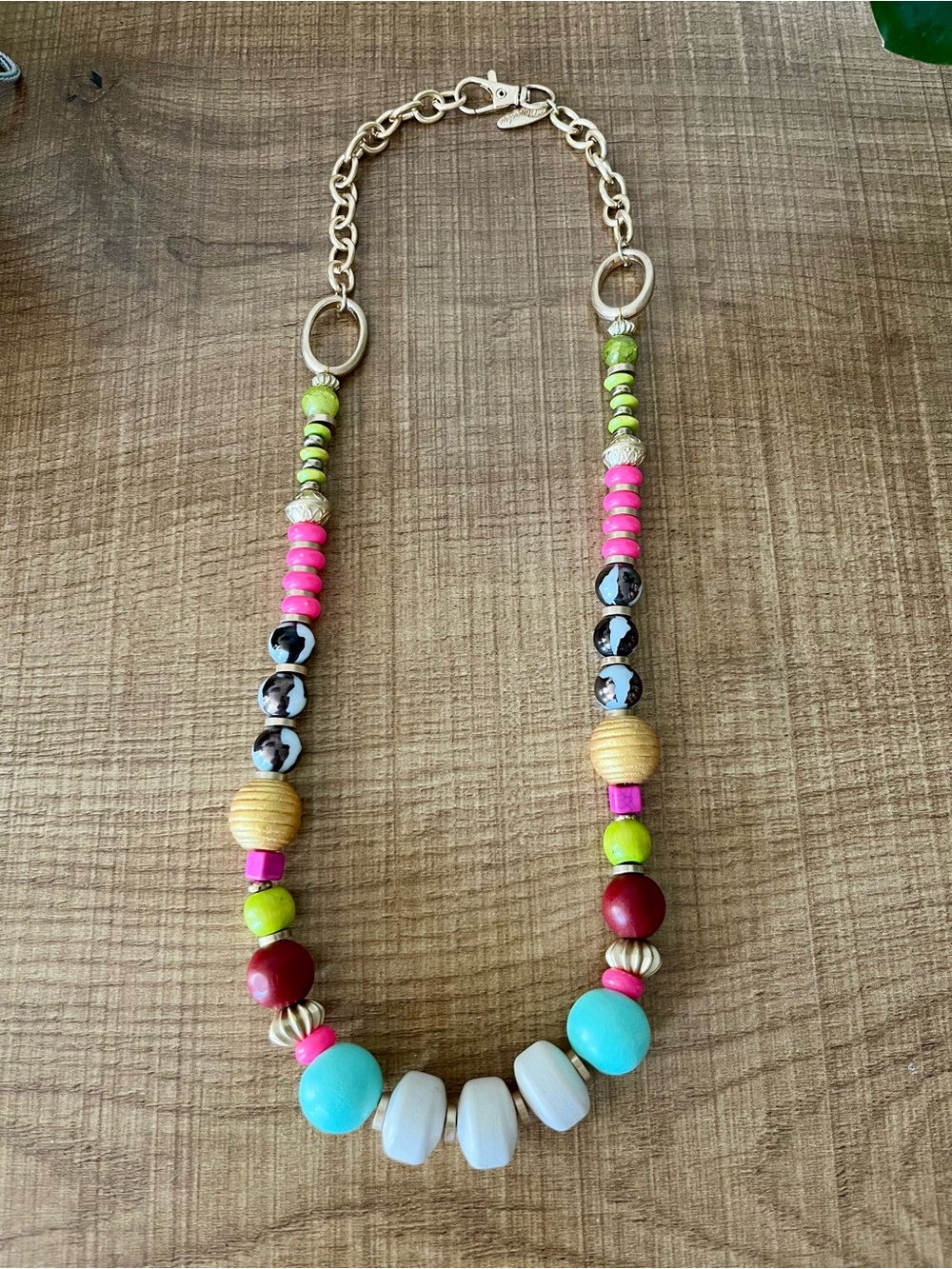 Plunder Multicolor Beaded Necklace - Pink, Turquoise, Lime & Red